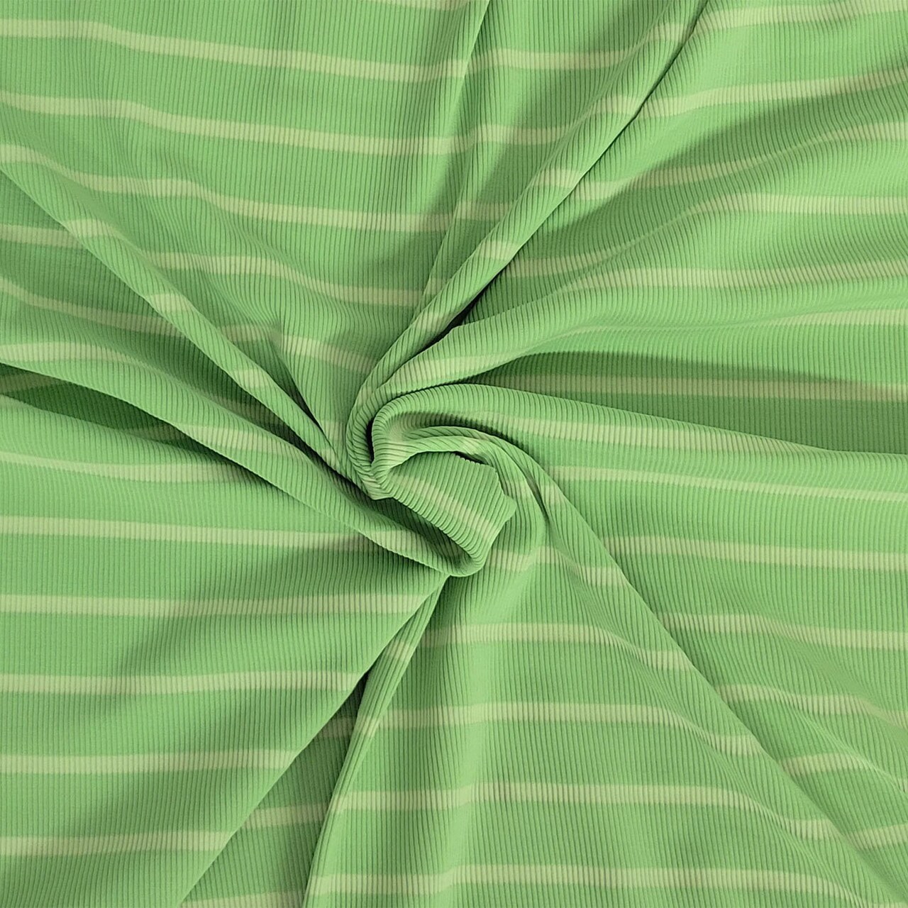 1 Yard Green Stripe 1x1 Rib Knit Nylon Spandex Stretch Fabric for Cuffs Collars